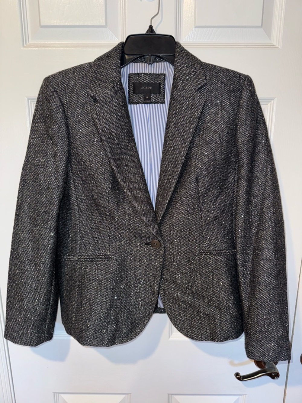 J. Crew Charcoal Soft Tweed Single-Button Blazer